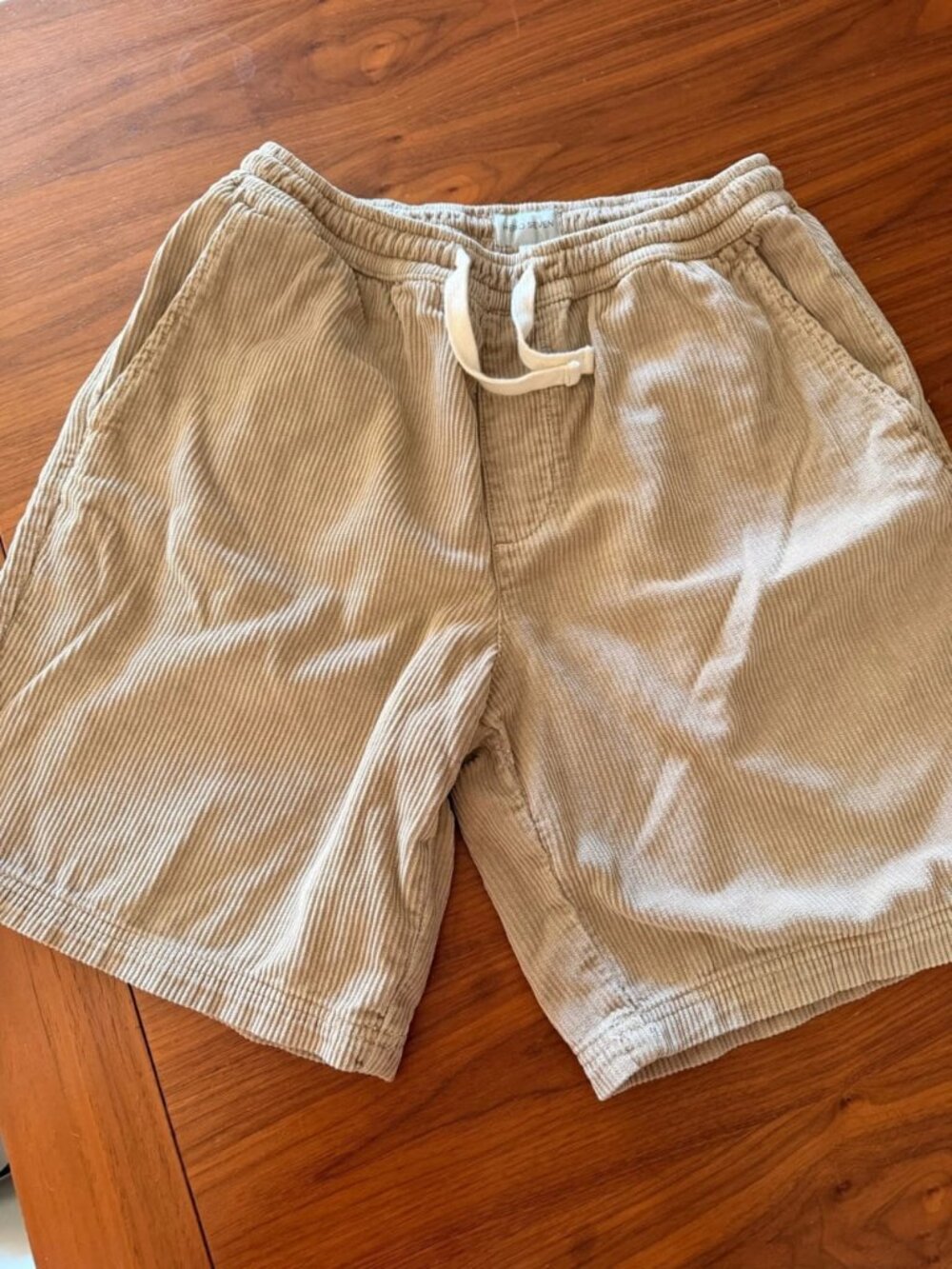 Beige Corduroy Drawstring Shorts S